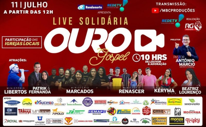 Rede TV transmite neste sábado Live Solidária Ouro Gospel