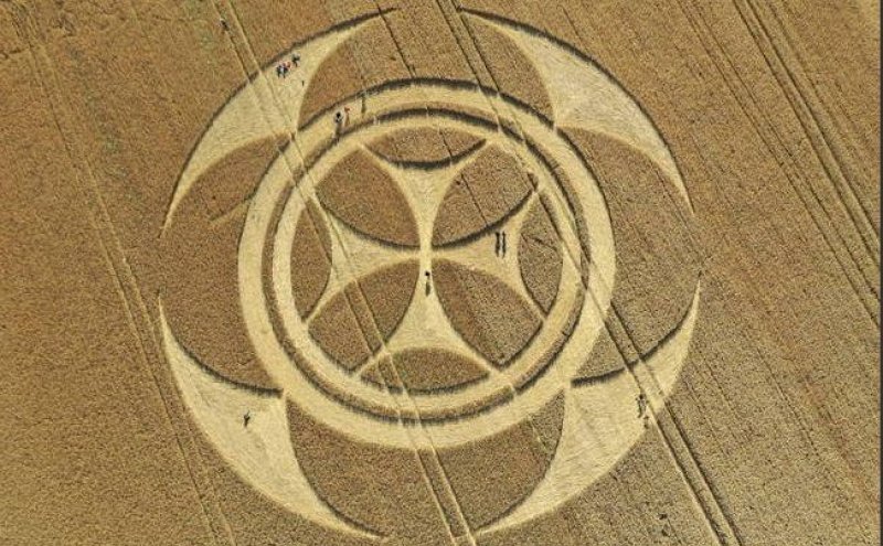 Símbolo gigantesco em campo de trigo atrai atenção de curiosos na França